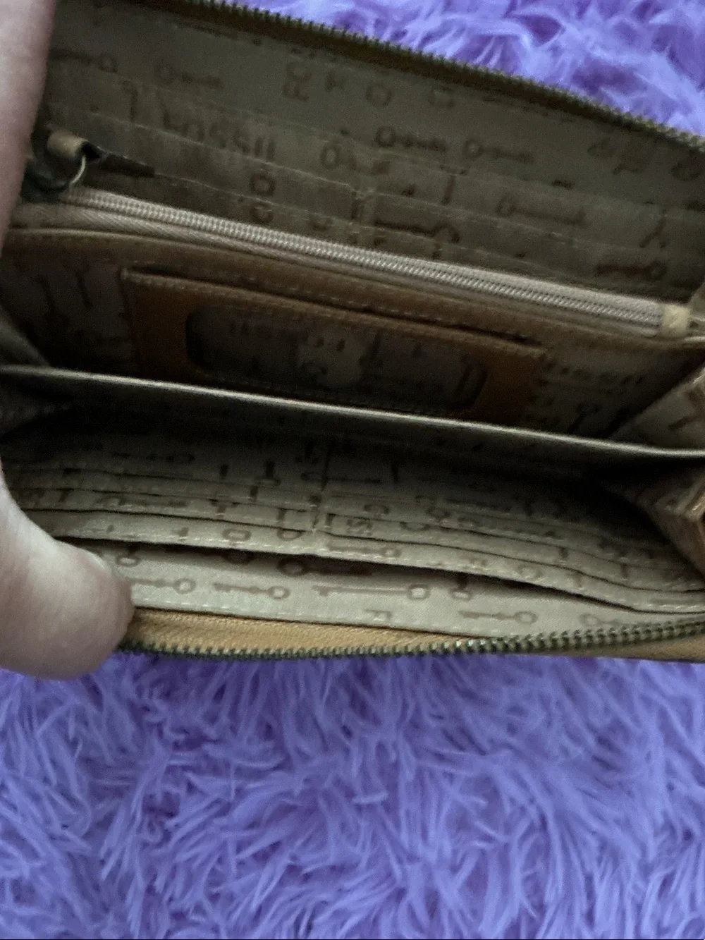 Fossil Brown Zip-Around Travel Wallet with Postal Graphic